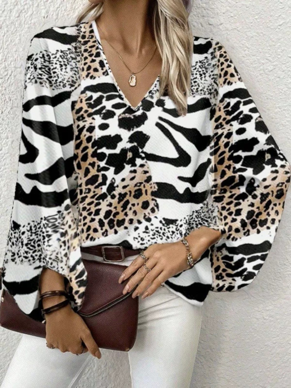 ZARA Printed Loose Fit Long Sleeve Top